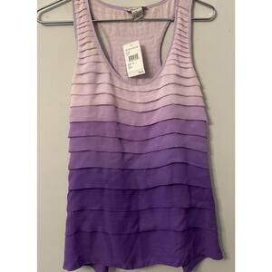 Hanna G. Women Medium Purple/Pink Ombre Layer Tank Top Racer Back Sleeveless Top